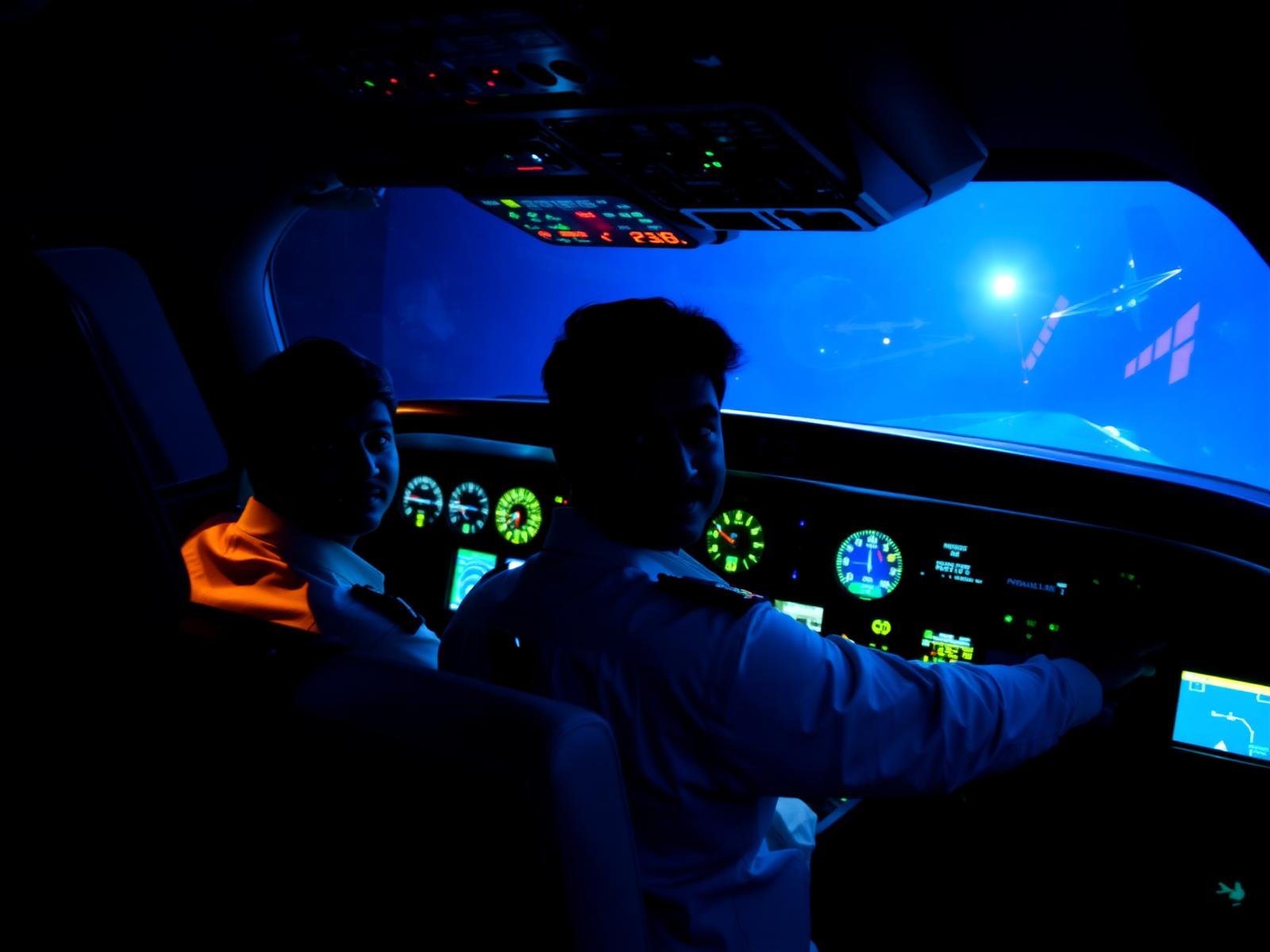 Flyby Cadet Pilots in Flight Simulator Bay